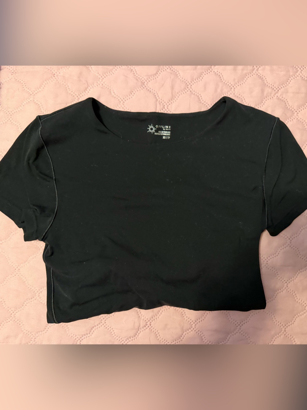 aerie Black Cropped Sleep Top